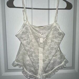 Brandy Melville White Lace Tank Top